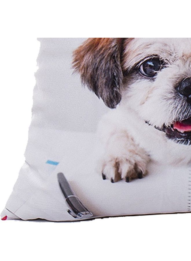 نيبمينينت غطاء وسادة ديكورٍ بطبعة كلب أبيض/بني - Image 2