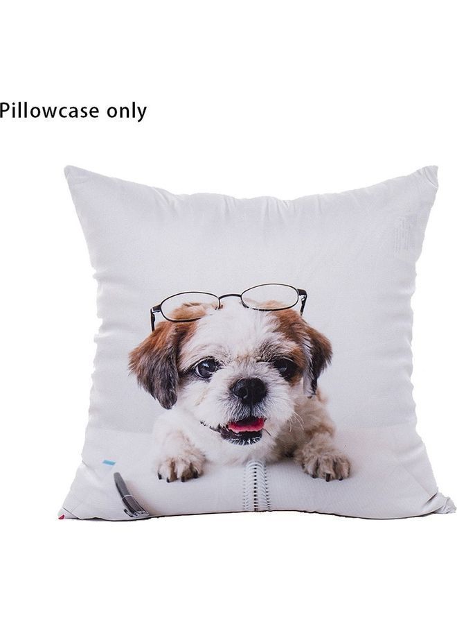 نيبمينينت غطاء وسادة ديكورٍ بطبعة كلب أبيض/بني - Image 1