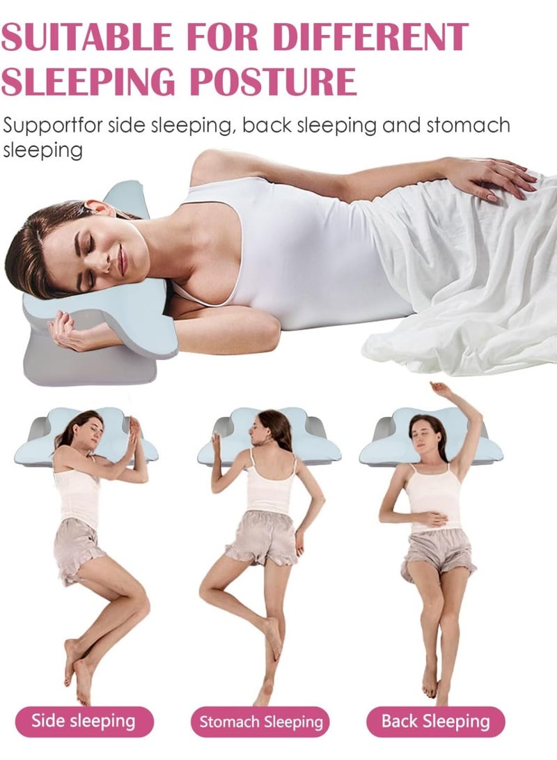 Meishida Neck Pillow, Contour Memory Foam Pillows for Neck and Shoulder Support, Cervical Neck Pillow for Neck Pain Relief, Ergonomic Side Sleeper Pillow (Blue) - Image 3