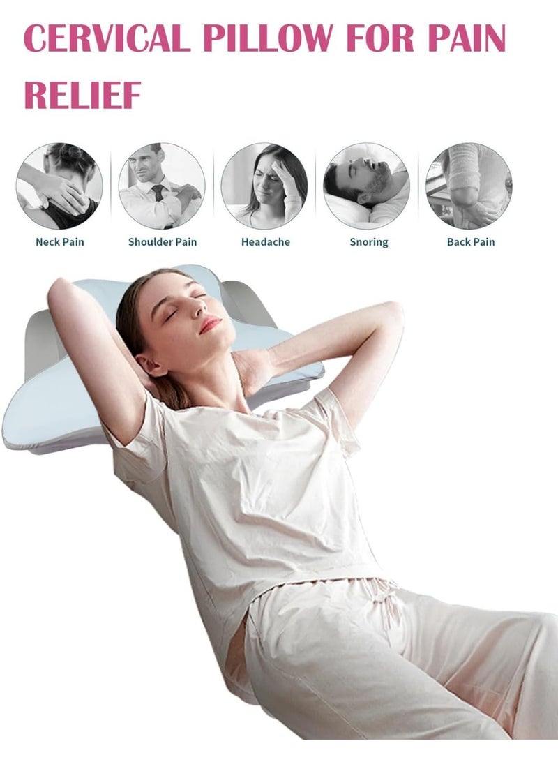 Meishida Neck Pillow, Contour Memory Foam Pillows for Neck and Shoulder Support, Cervical Neck Pillow for Neck Pain Relief, Ergonomic Side Sleeper Pillow (Blue) - Image 5