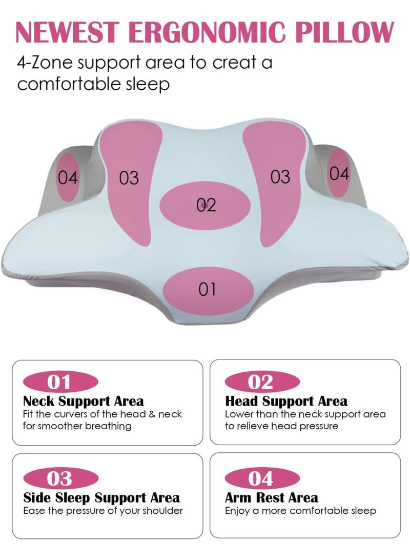 Meishida Neck Pillow, Contour Memory Foam Pillows for Neck and Shoulder Support, Cervical Neck Pillow for Neck Pain Relief, Ergonomic Side Sleeper Pillow (Blue) - Image 4