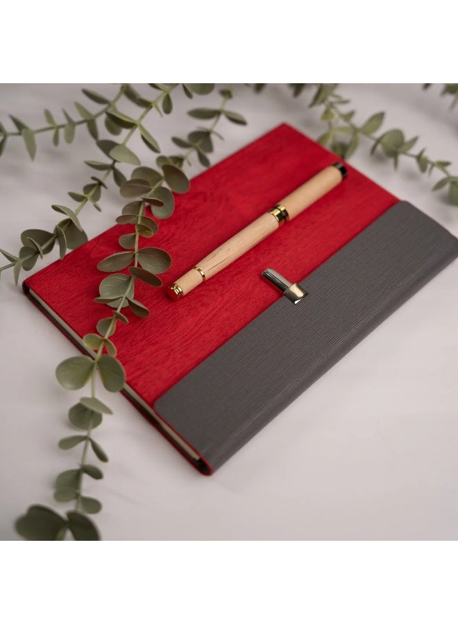 Premium Business Notebook with Elegant Textured Cover, Executive Diary Journal for Office, Meetings & Corporate Gifts – Red & Grey Design - Image 2
