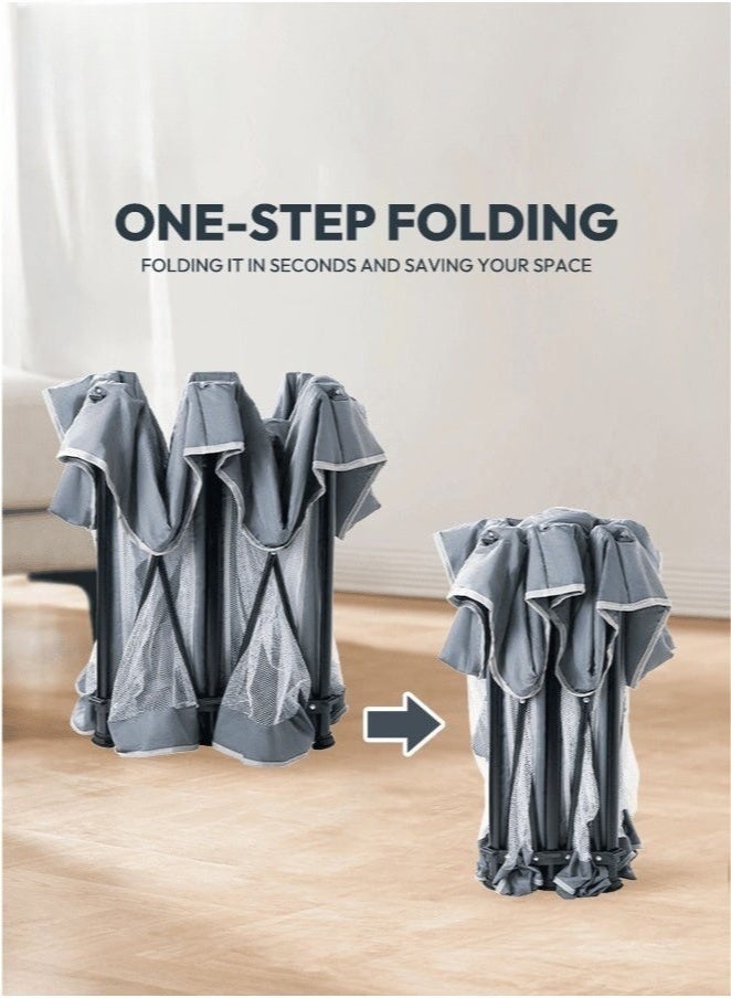 والالا حظيرة لعب قابلة للطي للأطفال الرضع والأطفال الصغار، ساحة لعب محمولة مع حقيبة حمل تحتوي على 20 كرة محيطية، سياج أطفال داخلي وخارجي بشبكة سميكة، لا يتطلب تركيبًا، مع سجادة، رمادي 127*127*66 سم. - Image 3