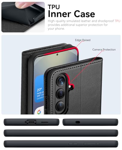 OCASE Compatible with Samsung Galaxy S26 Plus Wallet Case, PU Leather Flip Folio Case with Card Holders RFID Blocking Kickstand [Shockproof TPU Inner Shell] Protective Phone Cover 2026, Black - Image 5