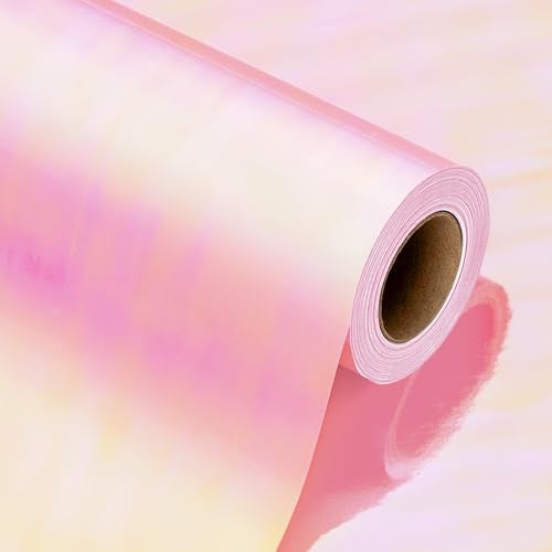 Retrify Pink Wrapping Paper Roll, 17 Inches x 32.8 Feet Holographic Iridescent Gift Wrap Paper for Wedding Bridal Shower Birthday - Image 1