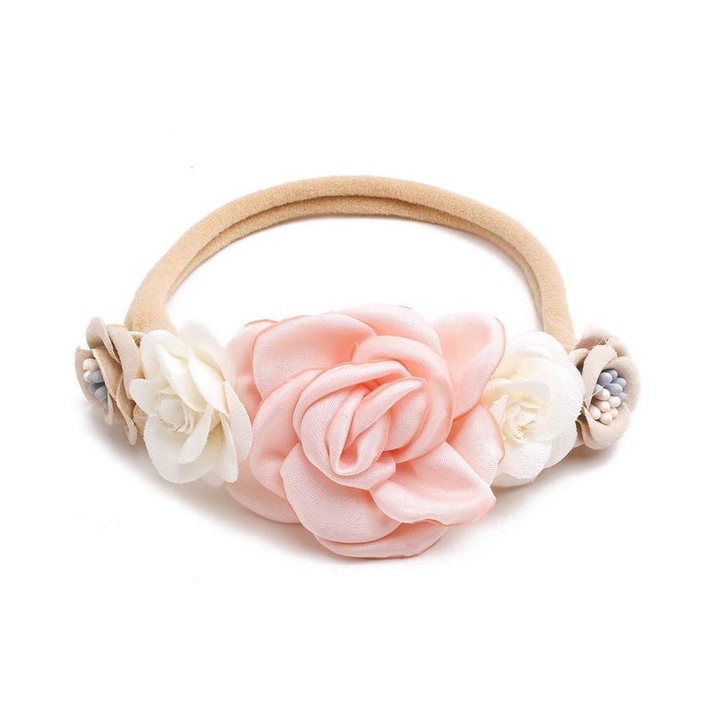 mligril Baby Girl Nylon Headbands Flower Hair Bows Accessories-Elastic Hair Band Crown Handmade FLoral Wraps Birthday Gifts for Girls Newborn Infant Toddler 3Pcs - Image 4