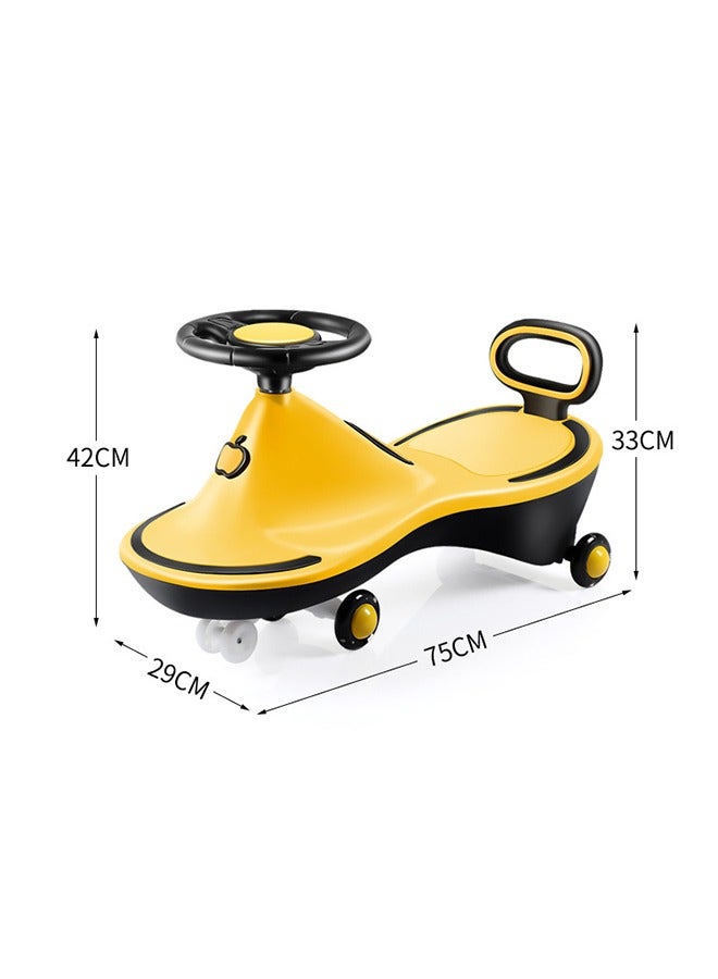 Children's Toy Car,Indoor and Outdoor Twisted Car with Music and Lights and Sturdy and Smooth PU Wheels,Develops the Child's Sense of Direction,Suitable for Children from 2 Years Old to Play(Yellow）  - Image 5