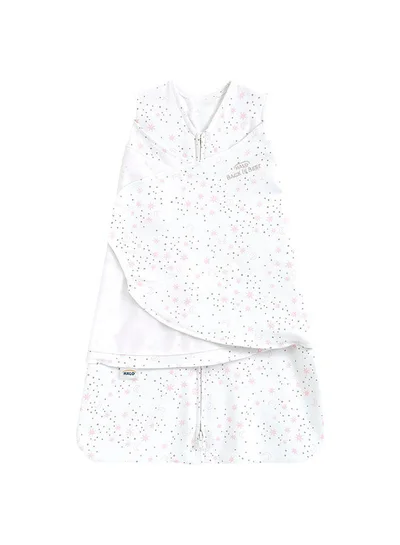 Halo 100% Cotton Sleepsack Swaddle, 3 - Way Adjustable Wearable Blanket, Tog 1.5, Midnight Moons Pink, 0 - 3 Months /Newborn