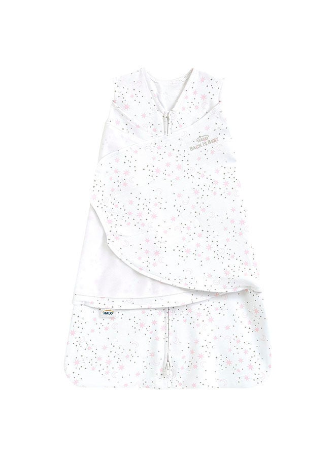 Halo 100% Cotton Sleepsack Swaddle, 3 - Way Adjustable Wearable Blanket, Tog 1.5, Midnight Moons Pink, 0 - 3 Months /Newborn - Image 1