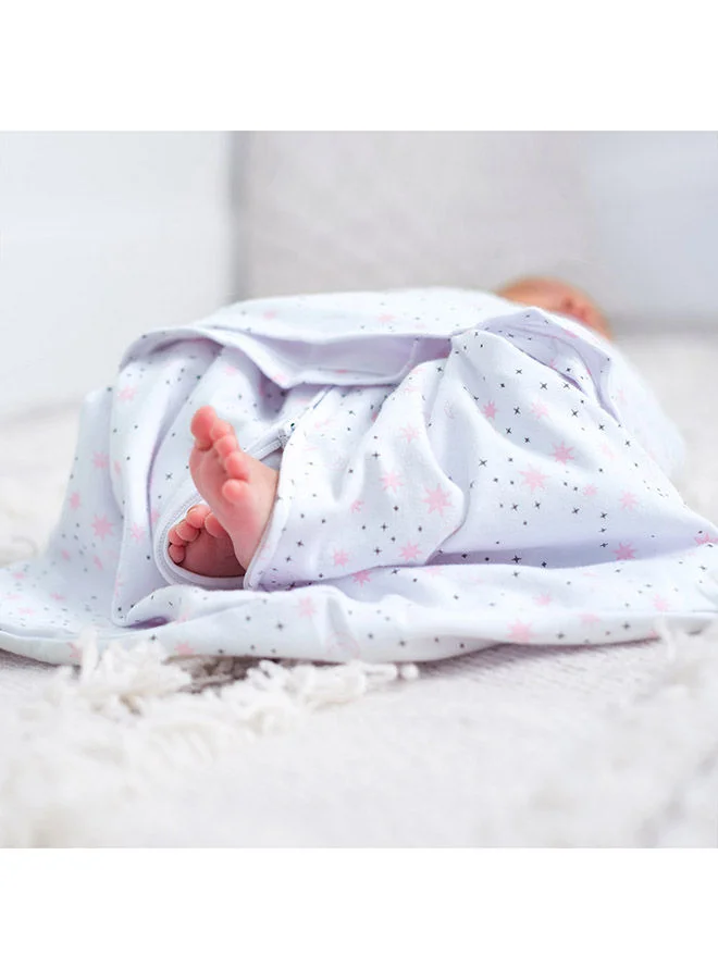 Halo 100% Cotton Sleepsack Swaddle, 3 - Way Adjustable Wearable Blanket, Tog 1.5, Midnight Moons Pink, 0 - 3 Months /Newborn