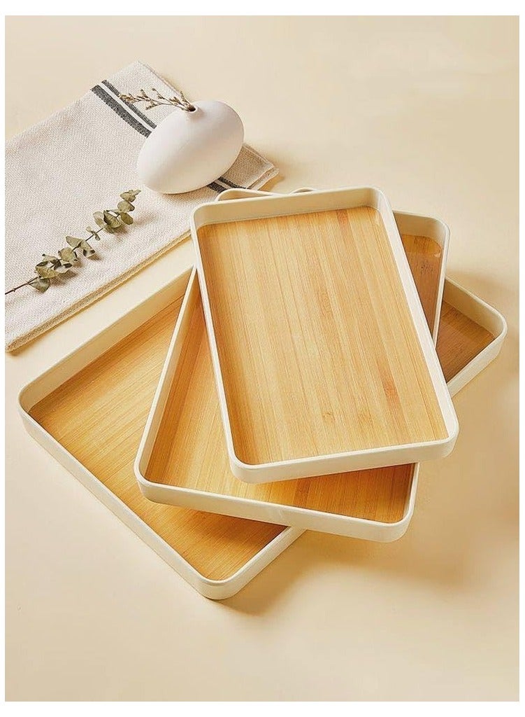Pure Melamine Serving Tray Set, White Wood Look - Image 1