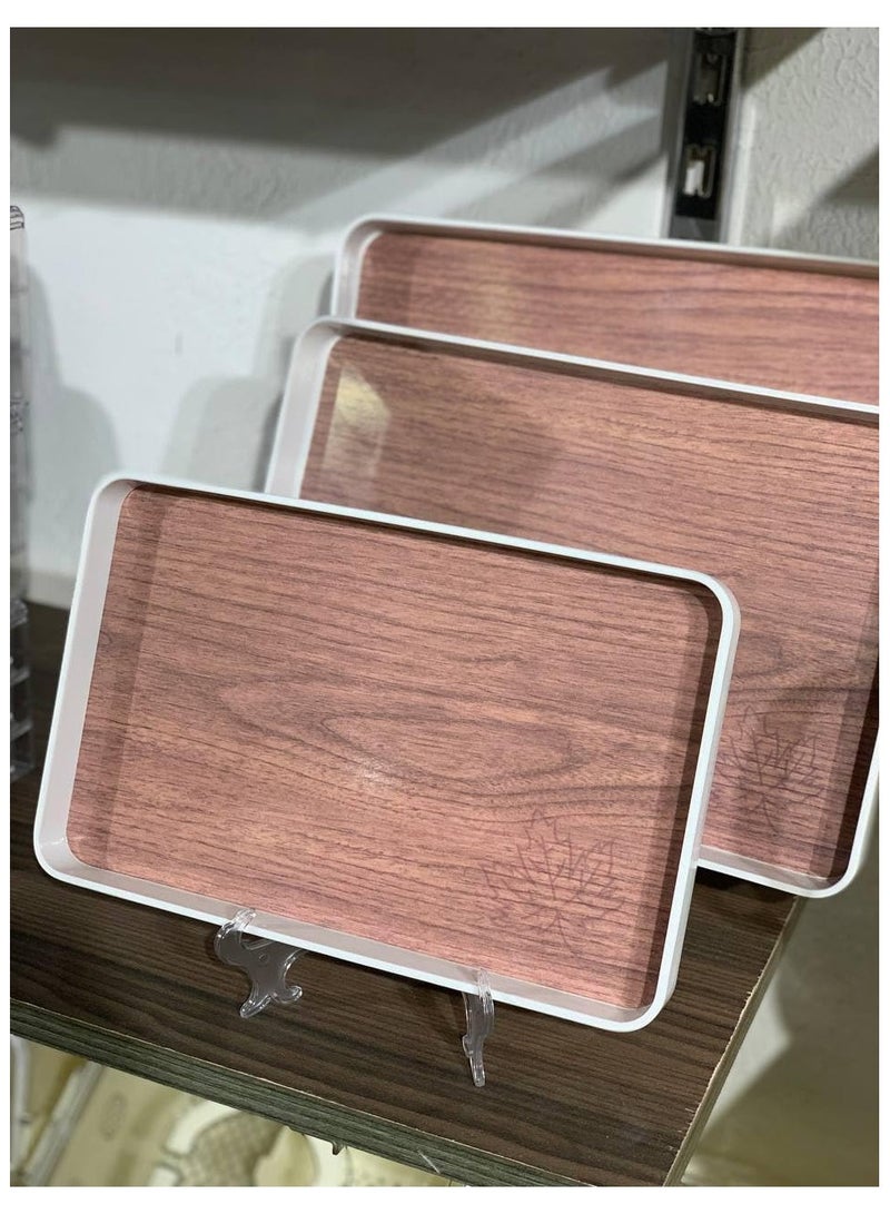 Pure Melamine Serving Tray Set, White Wood Look - Image 3