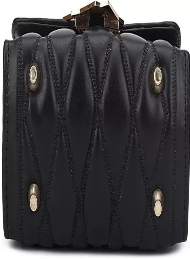 KRIFTY Cross Body Sling Bag for Women with Gold Chain (Black) - Image 4