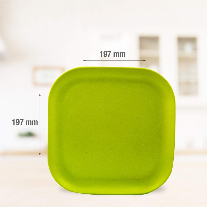 Decor Decor EcoLite Bamboo Non Toxic Reusable Eco-Friendly Dinner Set for Couples - 4 Small Plates and 4 Bowls (Lime) - 8 Pieces - Image 3