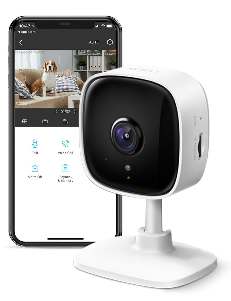 TP-Link Tapo 1080P Indoor Security Camera for Baby Monitor, Dog Camera w/Motion Detection, 2-Way Audio Siren, Night Vision, Cloud & SD Card Storage, Works w/Alexa & Google Home (Tapo C100) - Image 1