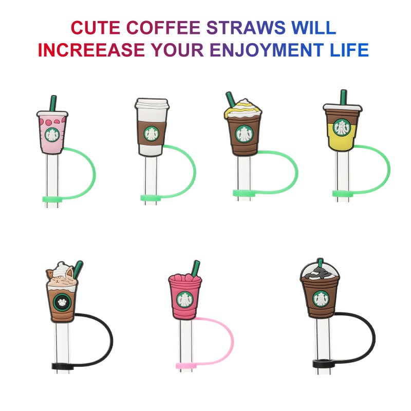 KEUYE Straw Cover Compatible With Starbucks Cup, 7Pcs Reusable Drinking Straw Cover, Splash Proof Straw Cover Cap, Straw Covers Cap for Tumbles,Cups Accessories (7-8MM-7PCS). - Image 3