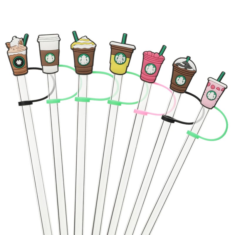 KEUYE Straw Cover Compatible With Starbucks Cup, 7Pcs Reusable Drinking Straw Cover, Splash Proof Straw Cover Cap, Straw Covers Cap for Tumbles,Cups Accessories (7-8MM-7PCS). - Image 2