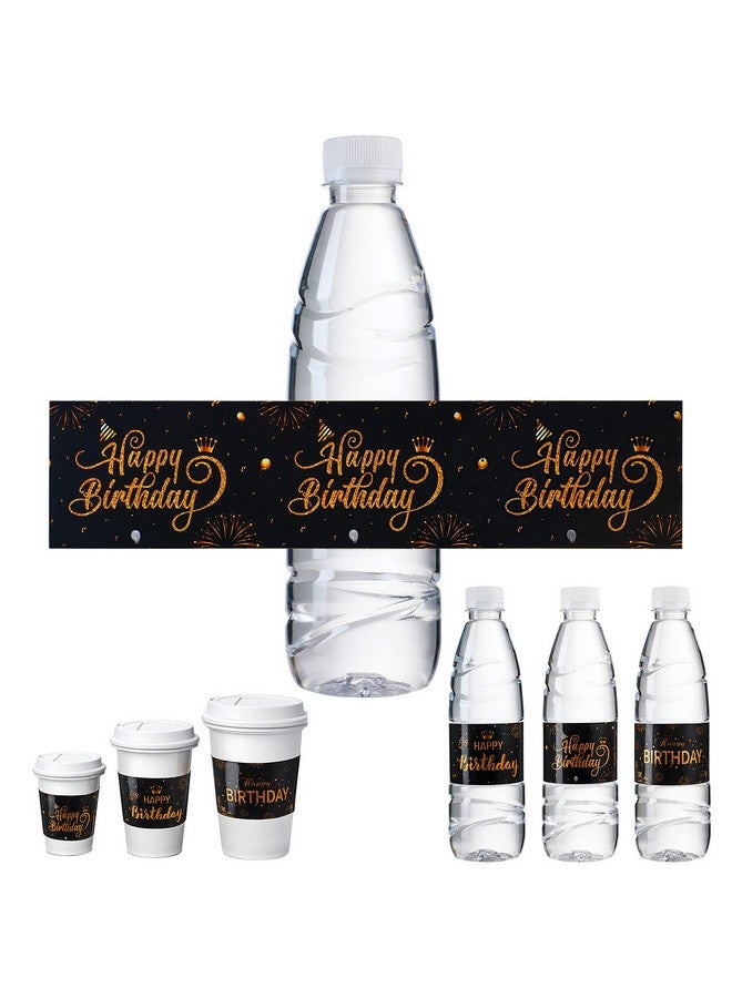 نيزيو 30 قطعة من ملصقات زجاجات المياه لحفلات أعياد الميلاد باللونين الأسود والذهبي، ملصقات تغليف زجاجات المياه المقاومة للماء لأعياد الميلاد، ملصقات زينة زجاجات مخصصة للفتيات والأولاد والنساء والرجال، لوازم أعياد الميلاد - Image 1