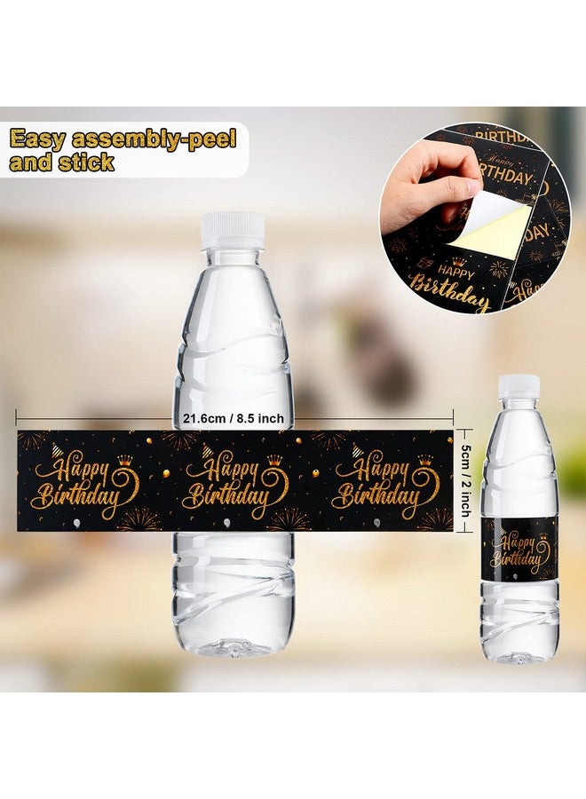نيزيو 30 قطعة من ملصقات زجاجات المياه لحفلات أعياد الميلاد باللونين الأسود والذهبي، ملصقات تغليف زجاجات المياه المقاومة للماء لأعياد الميلاد، ملصقات زينة زجاجات مخصصة للفتيات والأولاد والنساء والرجال، لوازم أعياد الميلاد - Image 2