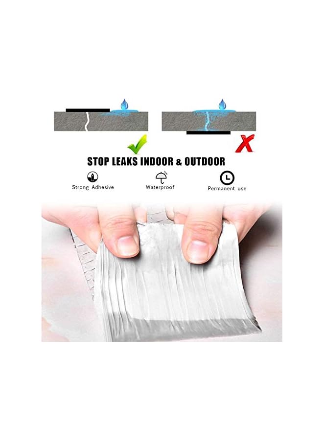 promass Aluminum Foil Butyl Tape,Professional 2in 16.4ft Super Waterproof Sealing Self Adhesive Adhesive Tape Kitchen and Bathroom House Roof Mending Materials - Image 2