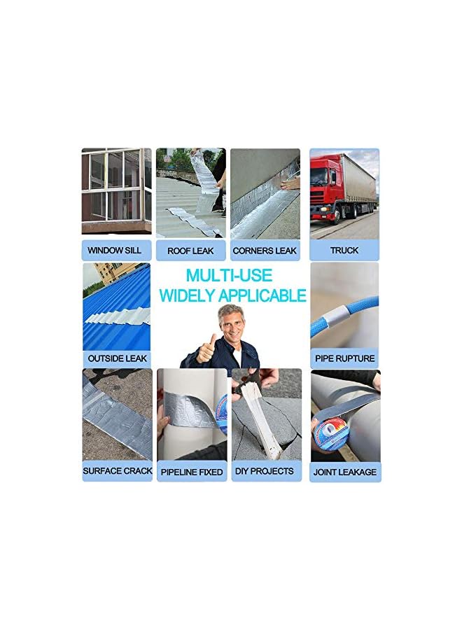 promass Aluminum Foil Butyl Tape,Professional 2in 16.4ft Super Waterproof Sealing Self Adhesive Adhesive Tape Kitchen and Bathroom House Roof Mending Materials - Image 3