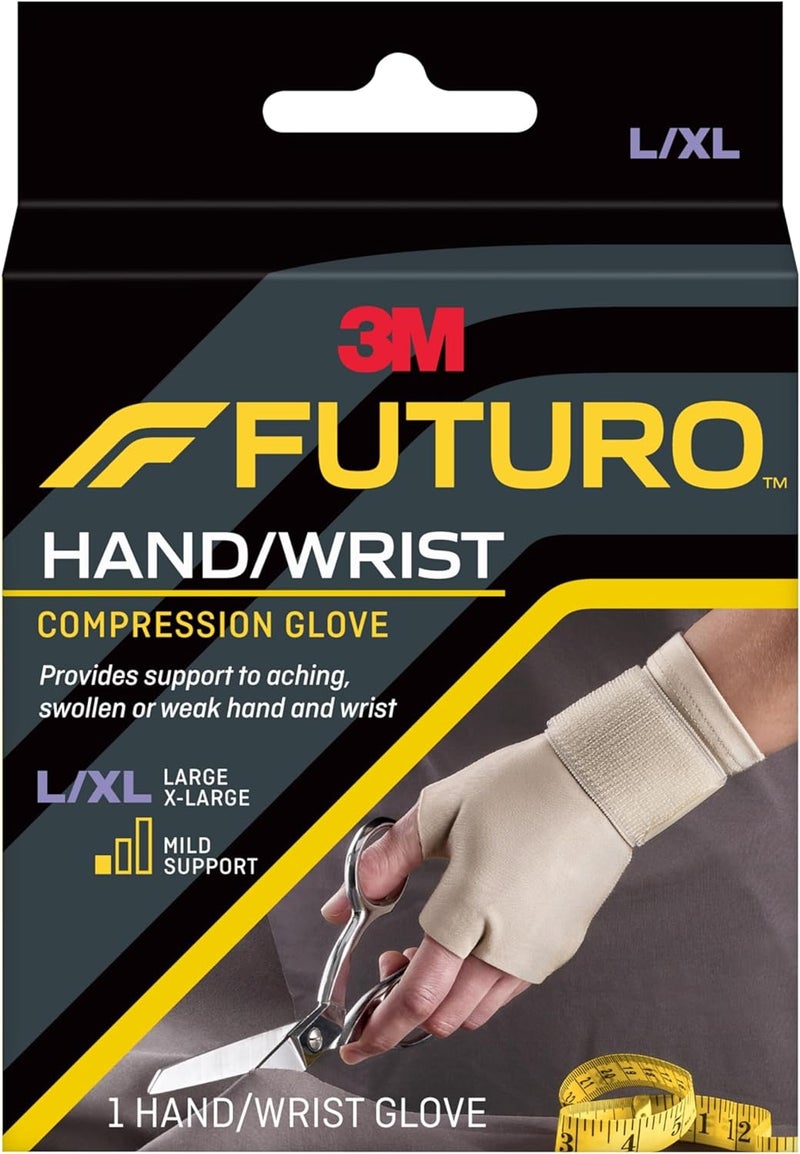 FUTURO Compression Glove (wrist support) L/XL size, 1 unit/pack | Beige color | 09187ENR | Provides support to aching | swollen or weak hand and wrist | Mild support | Wrist support - Image 1