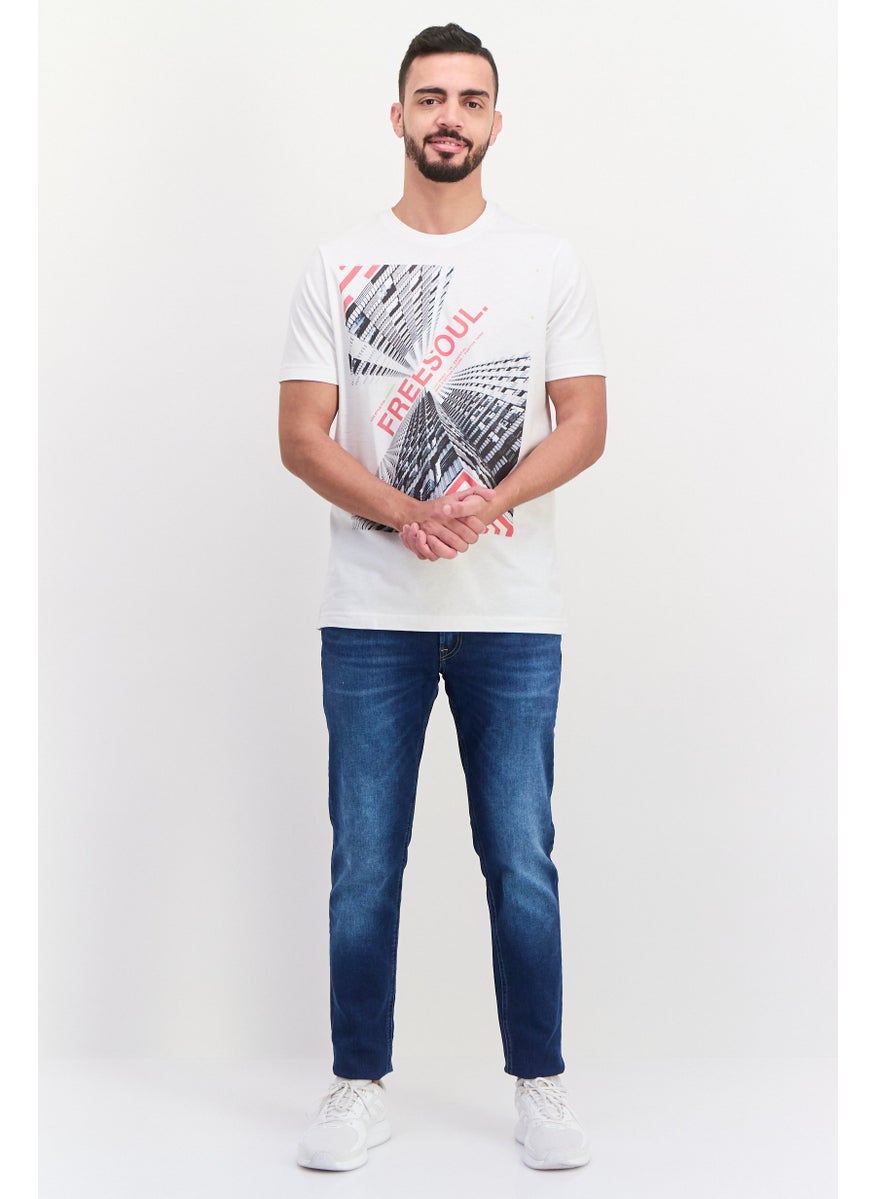 Free Soul - Men Crew Neck Short Sleeve Graphic Printed T-Shirt, White - Image 1