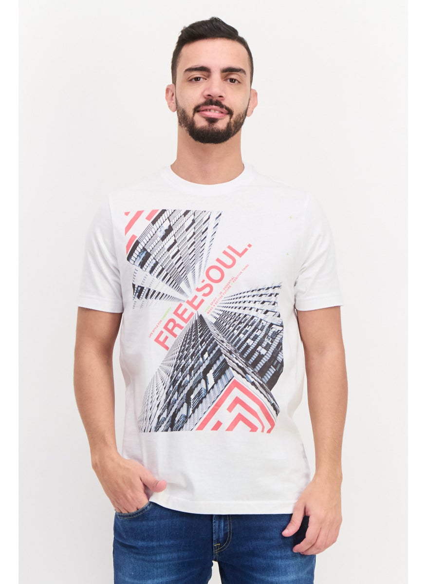 Free Soul - Men Crew Neck Short Sleeve Graphic Printed T-Shirt, White - Image 1
