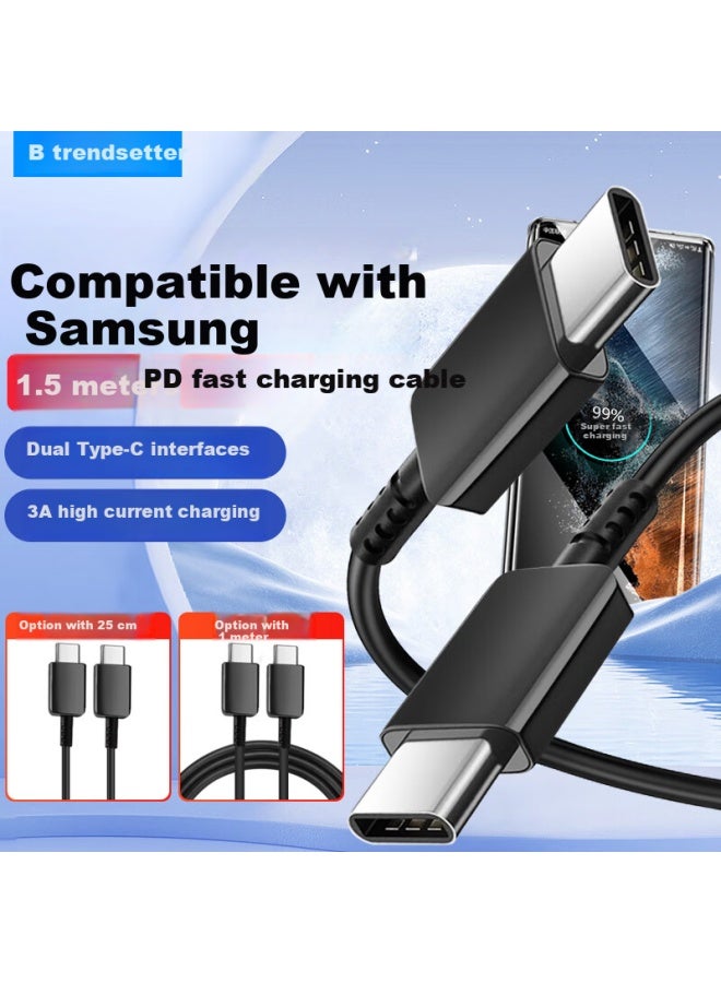 trendsetter W Fast Charging 1.5m Type-c Dual Head Data Cable For Samsung S24/s23 Ultra S22/s20/s21/note20/w24/z Flip 5/4/a54 - Image 1
