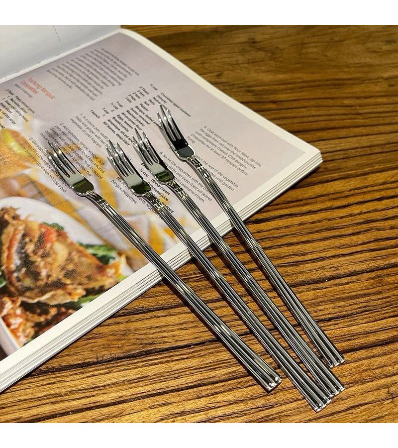 4pcs 304 Stainless Steel Fruit Fork Elegant Salad Dessert Steak Coffee Multifunctional Fork - Image 2