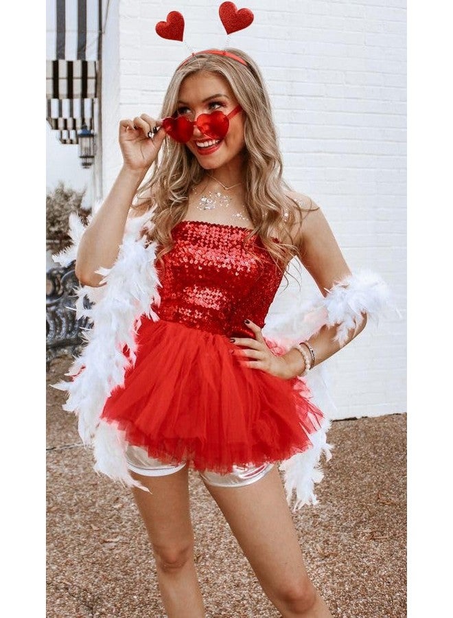 TERSE Valentines Day Heart Headband Red Sequins Hearts Shaped Headband For Women Girls Cute Heart Head Boppers Props Party Costume Hair Accessories For Holiday Festival - Image 3