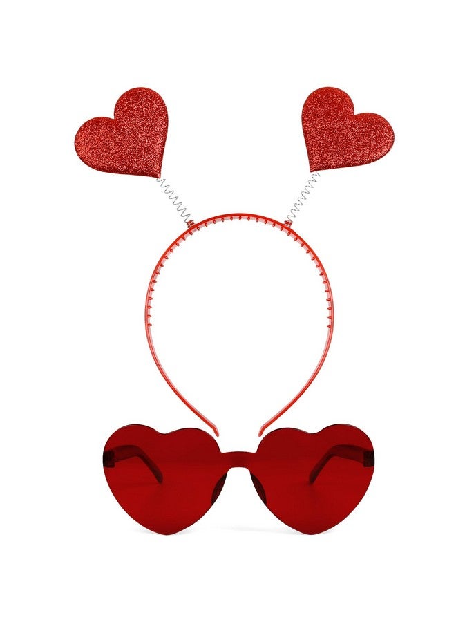 TERSE Valentines Day Heart Headband Red Sequins Hearts Shaped Headband For Women Girls Cute Heart Head Boppers Props Party Costume Hair Accessories For Holiday Festival - Image 1