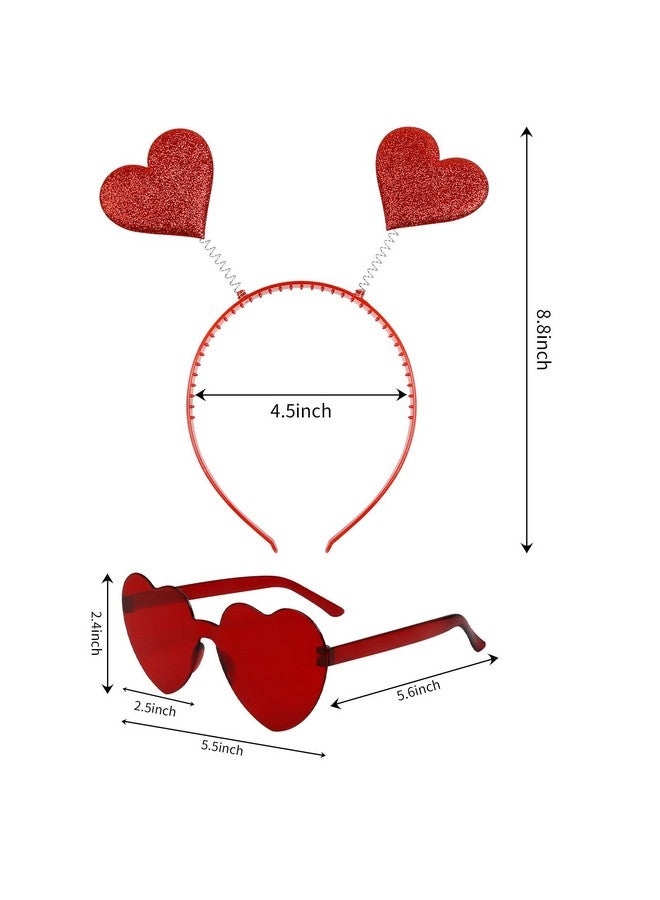 TERSE Valentines Day Heart Headband Red Sequins Hearts Shaped Headband For Women Girls Cute Heart Head Boppers Props Party Costume Hair Accessories For Holiday Festival - Image 2