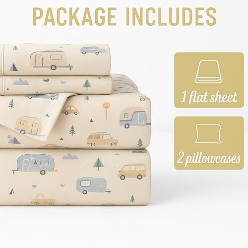 Bhoomi Impex Bedsheet for King Size Bed – Truck Camper Theme - 108 x 108 Inches - Soft, Breathable & Skin-Friendly Microfiber – Includes Pillow Covers - Image 4
