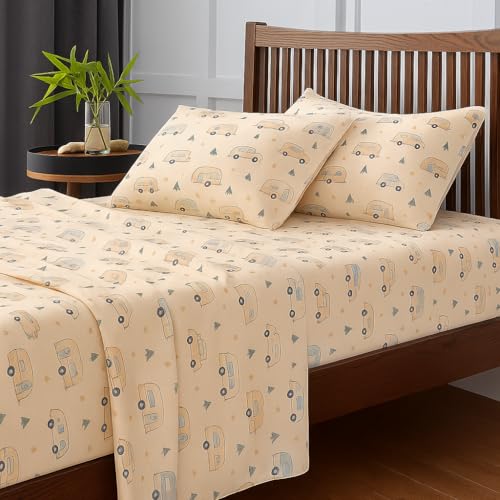 Bhoomi Impex Bedsheet for King Size Bed – Truck Camper Theme - 108 x 108 Inches - Soft, Breathable & Skin-Friendly Microfiber – Includes Pillow Covers - Image 2