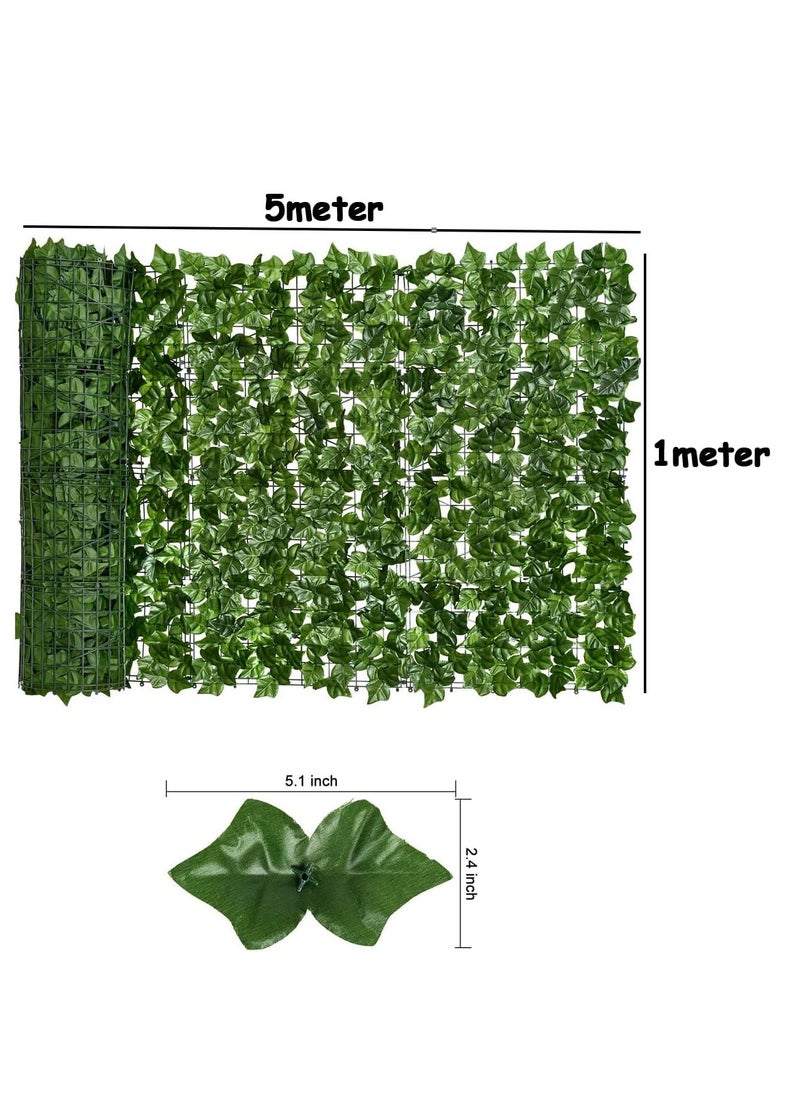 HOME TASTE - TOMSUN 1 X 5 M Leaf Privacy Fence Artificial Ivy Faux Hedge Screen UV Protected Greenery Backdrop for Balconies, Backyards - Image 1