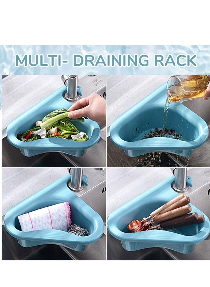 Oasisgalore 2Pcs Kitchen Sink Drain Basket，Multifunctional Kitchen Triangular Sink Filter for Kitchen Corner Sink Strainer(Blue)  - Image 3