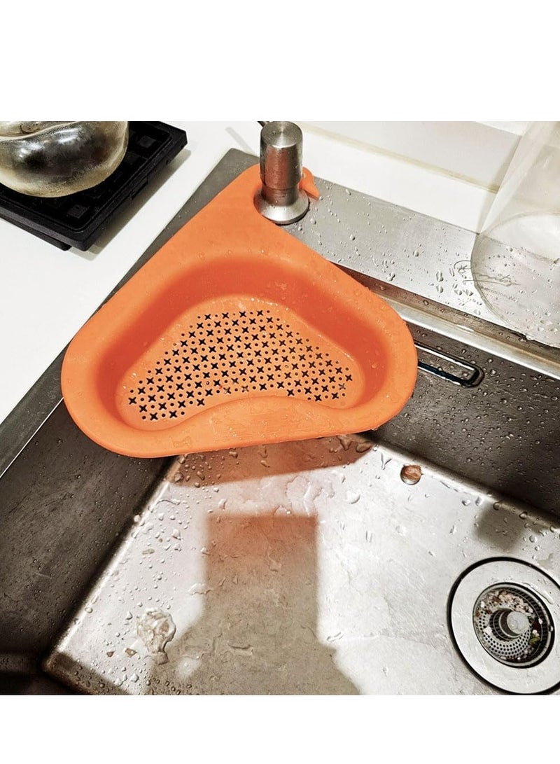 Oasisgalore 2Pcs Kitchen Sink Drain Basket，Multifunctional Kitchen Triangular Sink Filter for Kitchen Corner Sink Strainer(Blue)  - Image 5