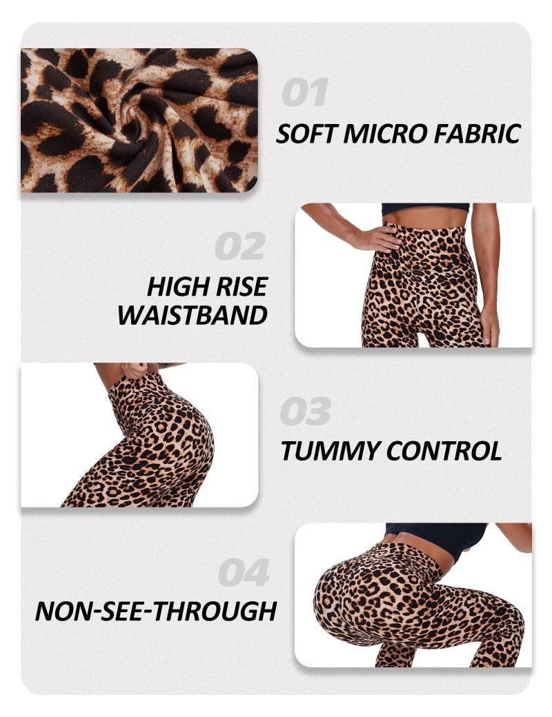 ZOOSIXX High Waisted Leggings for Women - Tummy Control Soft Opaque Printed Pants with Camo, Leopard for Workout Skating - Image 4
