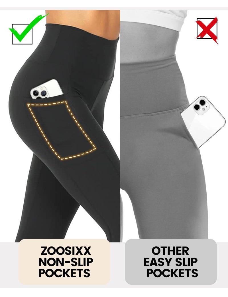 ZOOSIXX High Waisted Leggings for Women - Tummy Control Soft Opaque Printed Pants with Camo, Leopard for Workout Skating - Image 3