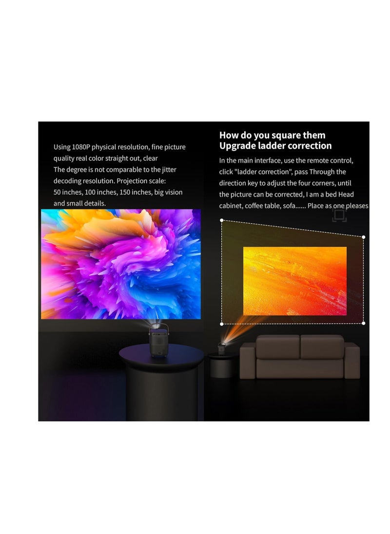 JOROBO - HD Smart Laser Projector Wifi Android Remote Control For Netflix And YouTube with StandHD Smart Laser Projector Wifi Android Remote Control For Netflix And YouTube with Stand - Image 1