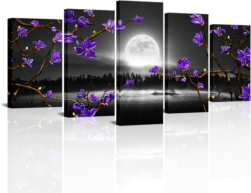 Kalormore Purple Flowers Canvas Wall Art - Image 1