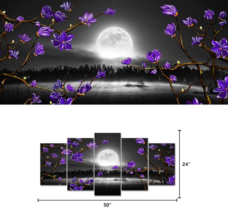 Kalormore Purple Flowers Canvas Wall Art - Image 2