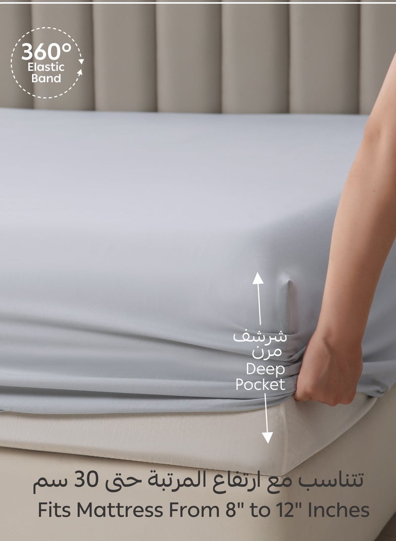 Donetella Bedding Fitted Sheet - Fits 150x200 Cm Bed For Queen Bed 3 Pcs (1 Fitted Sheet and 2 Pillowcases) - 30 Cm Deep Pocket - Solid Bed Sheet - Image 4