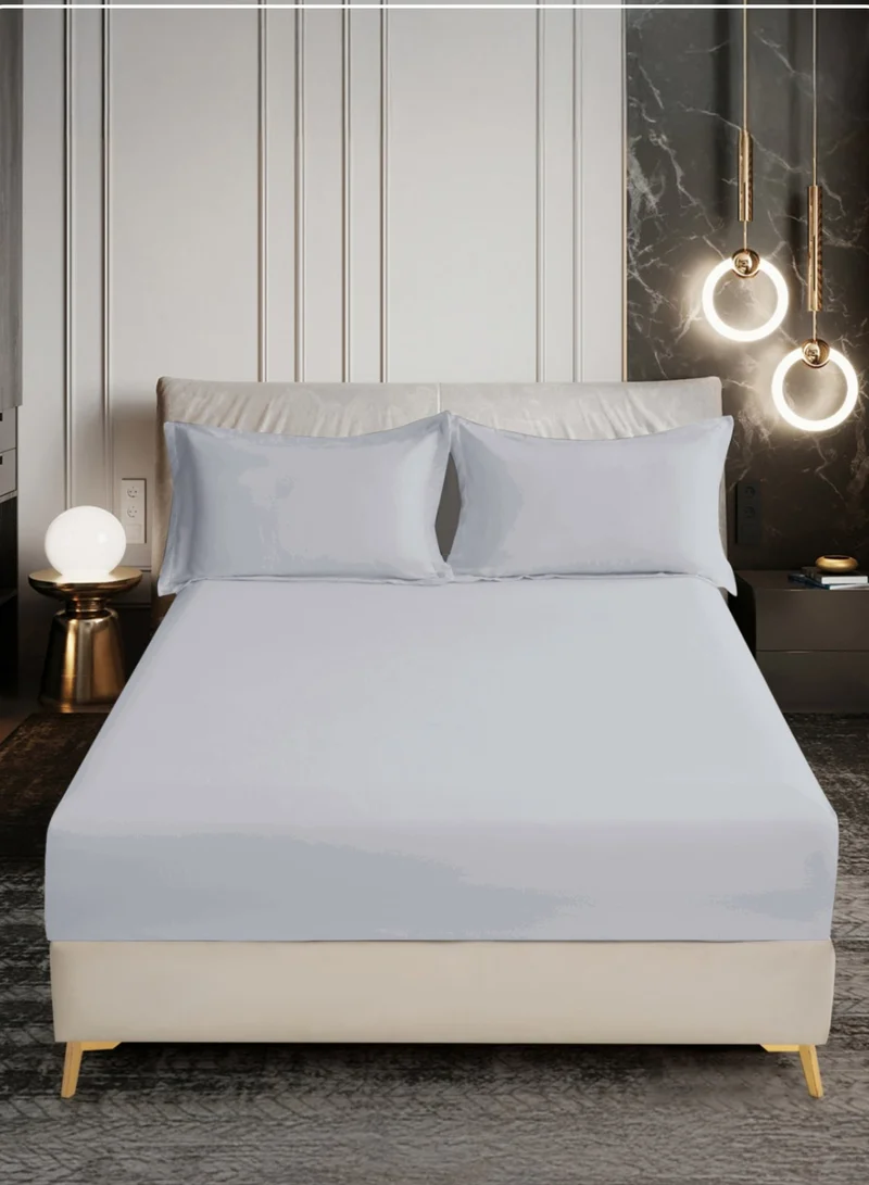 Donetella Bedding Fitted Sheet - Fits 150x200 Cm Bed For Queen Bed 3 Pcs (1 Fitted Sheet and 2 Pillowcases) - 30 Cm Deep Pocket - Solid Bed Sheet