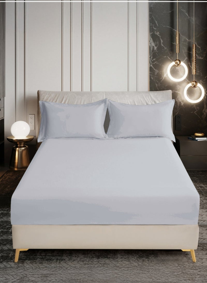 Donetella Bedding Fitted Sheet - Fits 150x200 Cm Bed For Queen Bed 3 Pcs (1 Fitted Sheet and 2 Pillowcases) - 30 Cm Deep Pocket - Solid Bed Sheet - Image 1