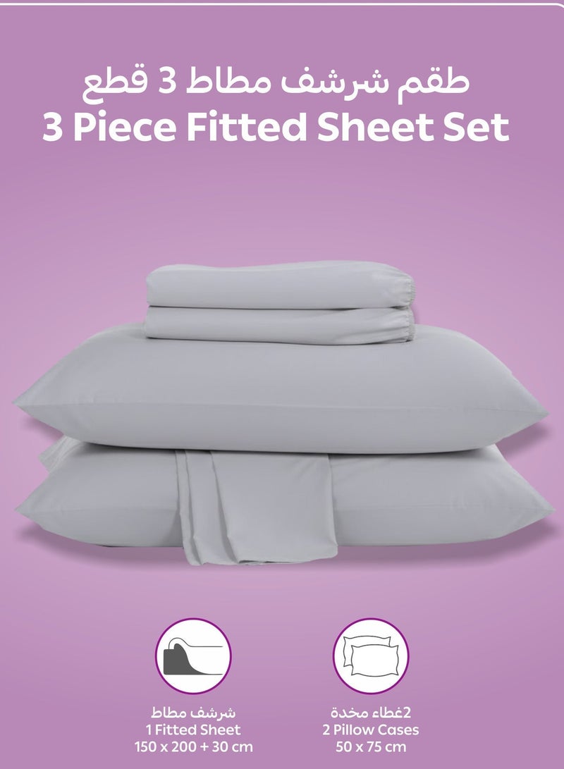 Donetella Bedding Fitted Sheet - Fits 150x200 Cm Bed For Queen Bed 3 Pcs (1 Fitted Sheet and 2 Pillowcases) - 30 Cm Deep Pocket - Solid Bed Sheet - Image 3