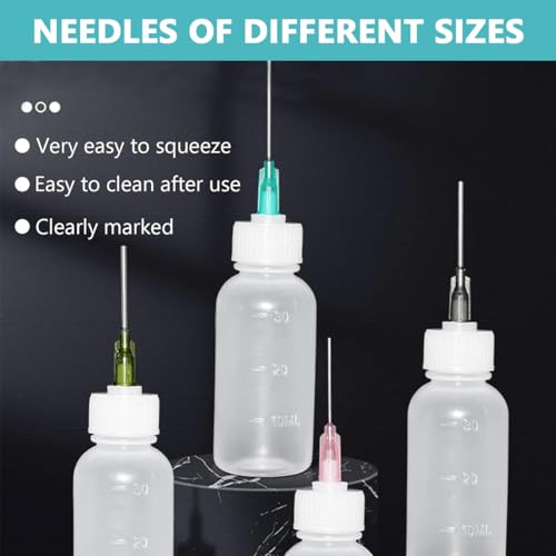 HASTHIP 6 Pcs Glue Applicator Bottles, Oil Dropper Bottle With Blunt Tip Needle, 14Ga 16Ga 18Ga 20Ga For Glue Applications, Acrylic Painting, 30 ML, White - Image 4