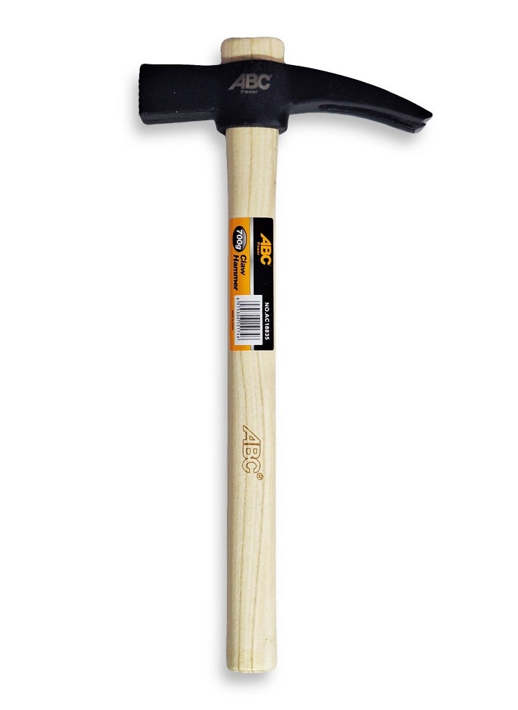 ABC - Claw Hammer 20 oz. , heavy steel head for precise and powerful striking, rear claw designed to remove nails easily and without damaging wood, comfortable wooden handle, suitable for home and professional use, for woodworking, construction, decorating, and hand assembly, durable and efficient tool - Image 1