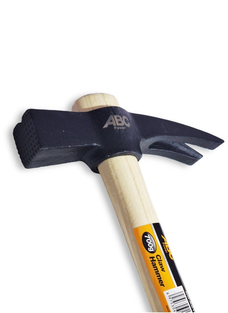 ABC - Claw Hammer 20 oz. , heavy steel head for precise and powerful striking, rear claw designed to remove nails easily and without damaging wood, comfortable wooden handle, suitable for home and professional use, for woodworking, construction, decorating, and hand assembly, durable and efficient tool - Image 1
